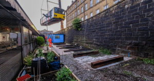 Platform 1 Pacer lifted into Huddersfield Station by WG Tanker