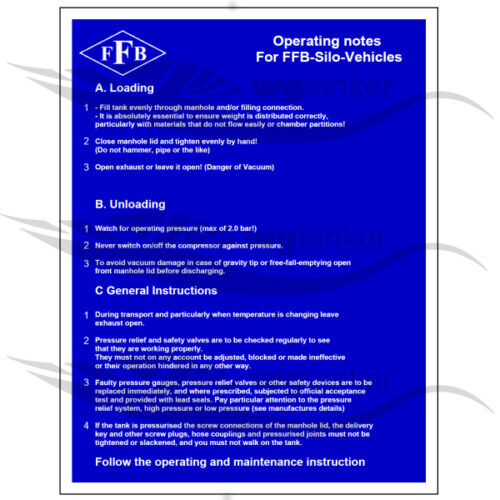 label operating notes for ffb silo vehicles